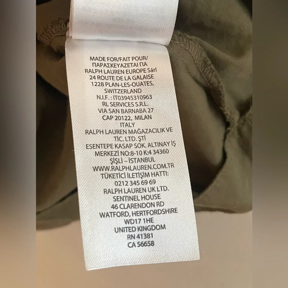 Lauren Ralph Lauren Twist-Front Cotton Broadcloth Shirt Olive green 18W-Like New - Picture 11 of 13